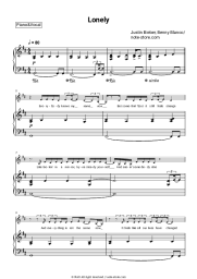 Sheet music, chords Justin Bieber, Benny Blanco - Lonely