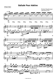 Sheet music, chords Richard Clayderman - Balada para Adelina