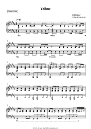 Sheet music, chords Coldplay - Yellow