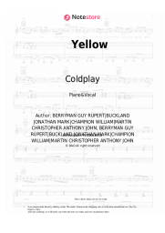Sheet music, chords Coldplay - Yellow