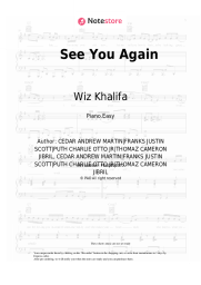 Sheet music, chords Wiz Khalifa, Charlie Puth - See You Again