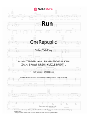 Sheet music, chords OneRepublic - Run