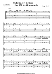 Sheet music, chords George Handel - Suite No. 7 in G minor, HWV 432: No.6 Passacaglia