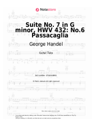 Sheet music, chords George Handel - Suite No. 7 in G minor, HWV 432: No.6 Passacaglia