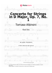 Sheet music, chords Tomaso Albinoni - Concerto for Strings in D Major, Op. 7, No. 1