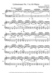 Sheet music, chords Franz Liszt  - Dreams of Love (Liebestraum S. 541 No. 3 In Ab Major) 