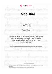 Sheet music, chords Cardi B, YG - She Bad