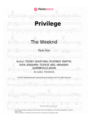 Sheet music, chords The Weeknd - Privilege