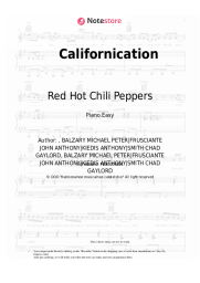 Sheet music, chords Red Hot Chili Peppers - Californication