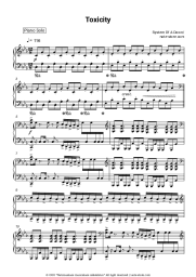 Sheet music, chords System of a down - Toxicity
