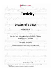 Sheet music, chords System of a down - Toxicity