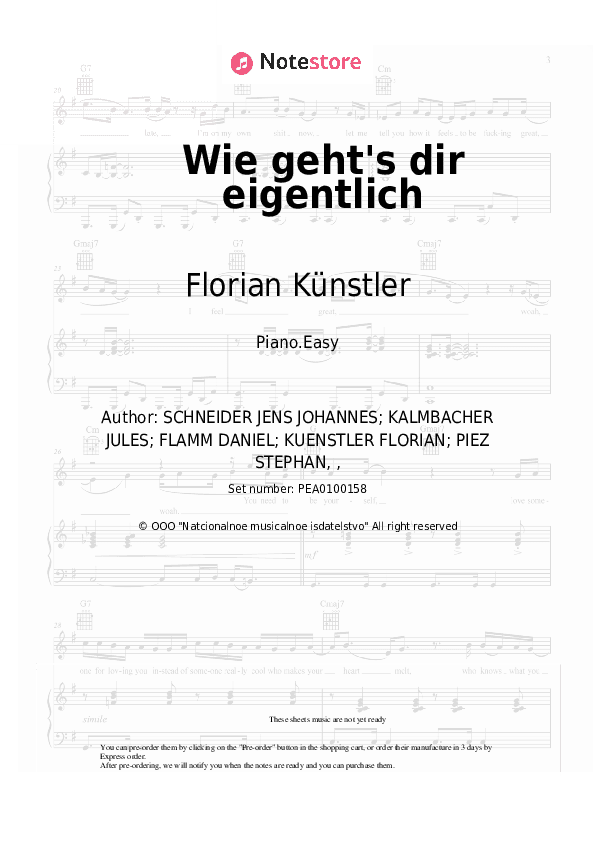 Wie geht's dir eigentlich - Florian Künstler, Madeline Juno Piano Sheet Music Easy - Piano.Easy