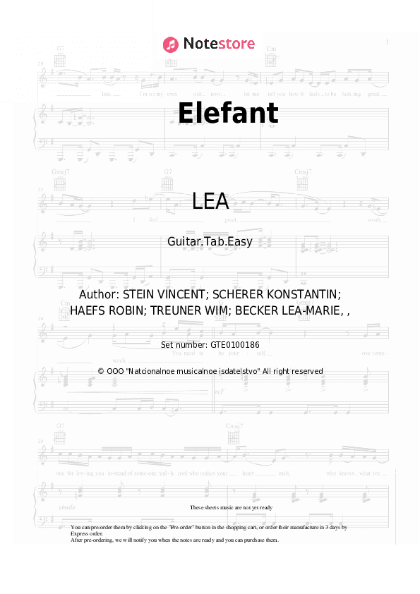 Elefant - LEA Tabs Easy - Guitar.Tab.Easy