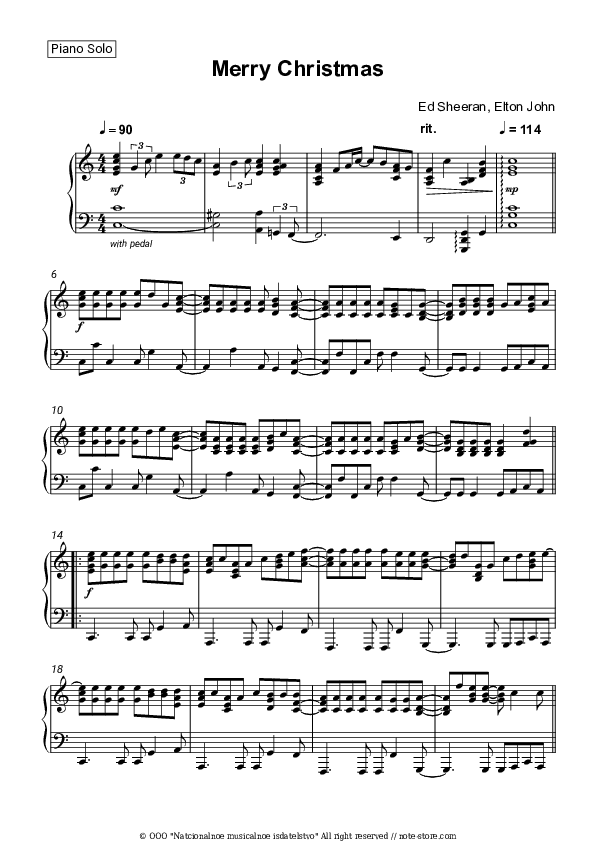 Merry Christmas - Ed Sheeran, Elton John Piano Sheet Music - Piano.Solo