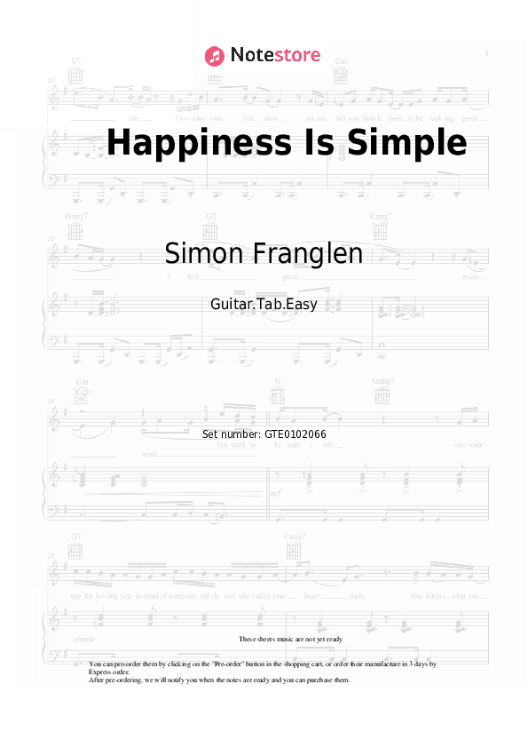 Happiness Is Simple - Simon Franglen Tabs Easy - Guitar.Tab.Easy