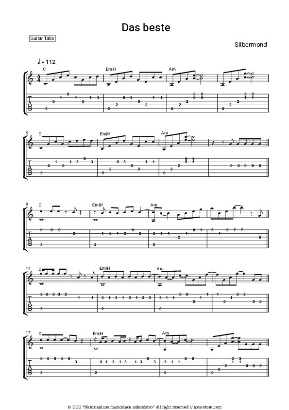 Das Beste - Silbermond Tabs Easy - Guitar.Tab.Easy
