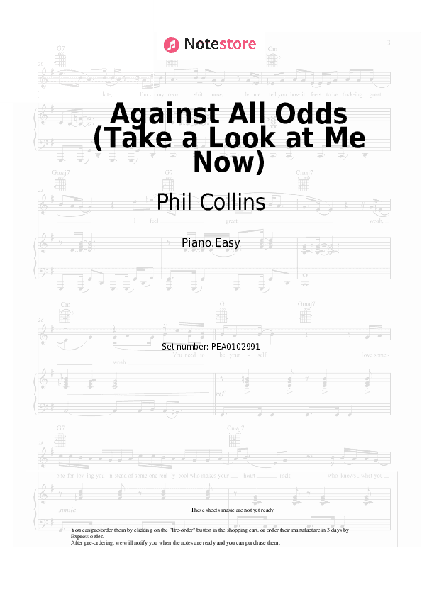 Against All Odds (Take a Look at Me Now) - Phil Collins Piano Sheet Music Easy - Piano.Easy