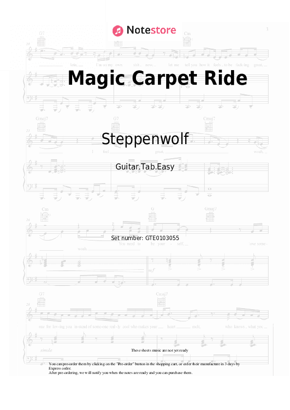 Magic Carpet Ride - Steppenwolf Tabs Easy - Guitar.Tab.Easy