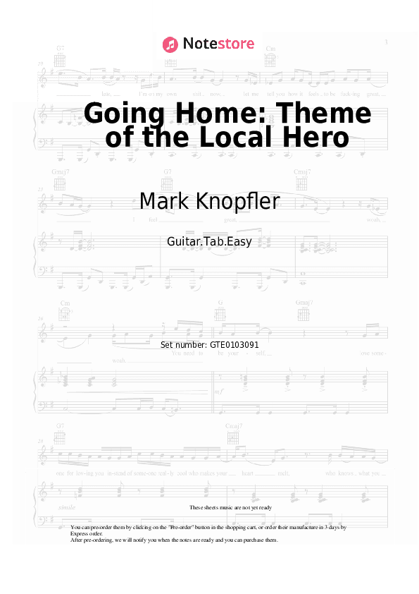 Going Home: Theme of the Local Hero - Mark Knopfler Tabs Easy - Guitar.Tab.Easy