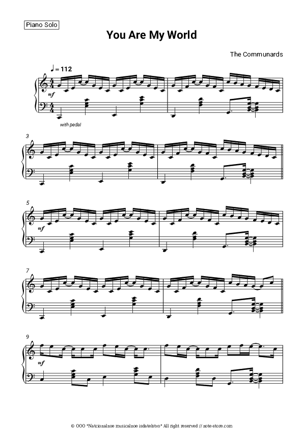 You Are My World - The Communards Piano Sheet Music - Piano.Solo