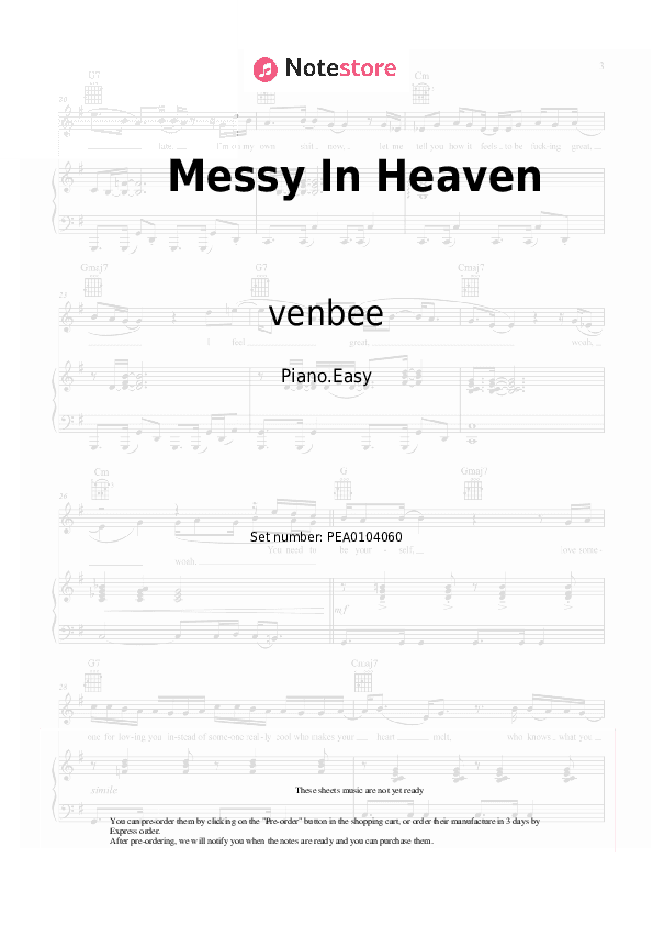 Messy In Heaven - venbee, Goddard Piano Sheet Music Easy - Piano.Easy