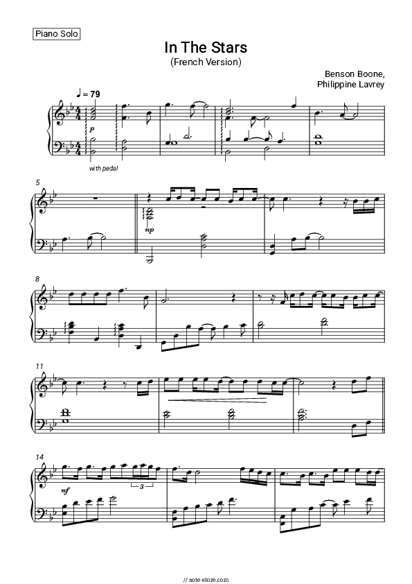 In The Stars (French Version) - Benson Boone, Philippine Lavrey Piano Sheet Music - Piano.Solo