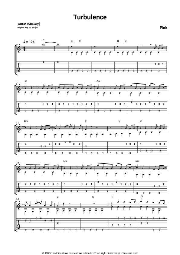 Turbulence - P!nk Tabs Easy - Guitar.Tab.Easy