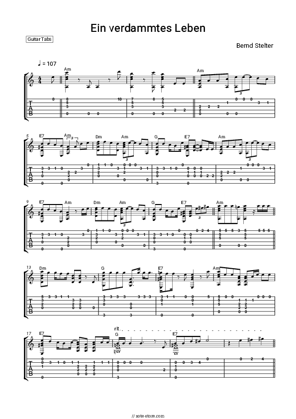 Ein verdammtes Leben - Bernd Stelter Tabs - Guitar.Tabs