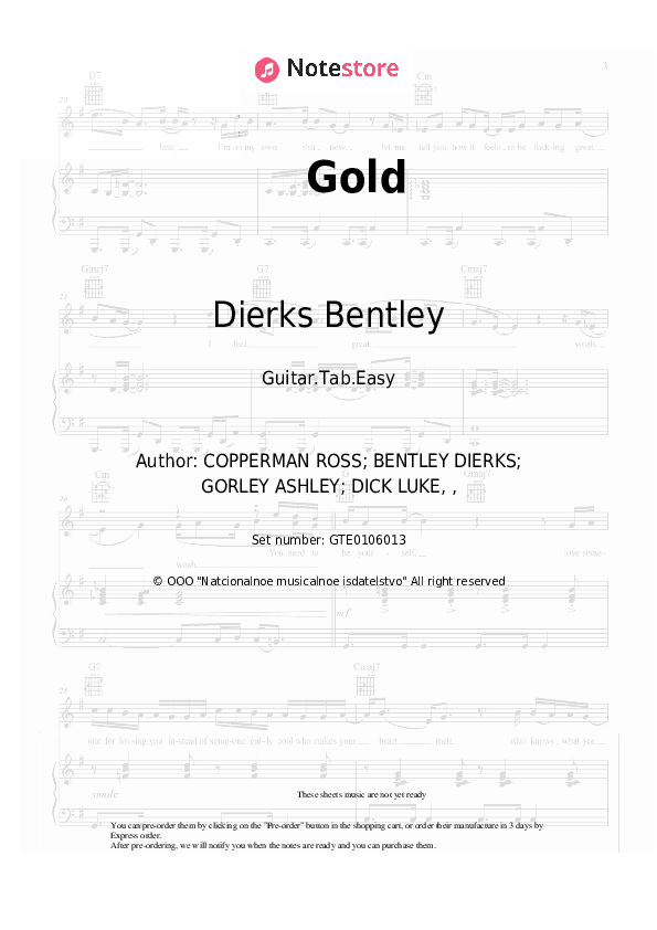 Gold - Dierks Bentley Tabs Easy - Guitar.Tab.Easy
