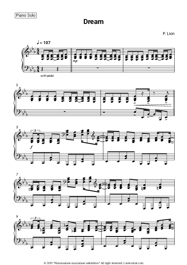 Dream - P. Lion Piano Sheet Music - Piano.Solo