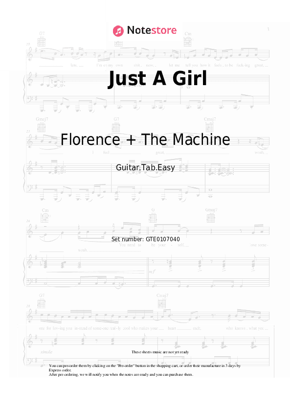 Just A Girl - Florence + The Machine Tabs Easy - Guitar.Tab.Easy