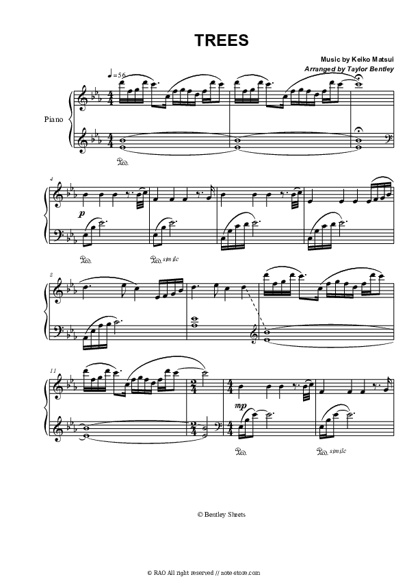 Trees - Keiko Matsui Piano Sheet Music - Piano.Solo