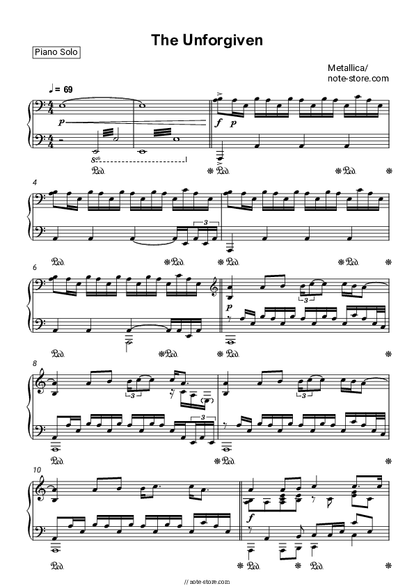 The Unforgiven - Metallica Piano Sheet Music - Piano.Solo