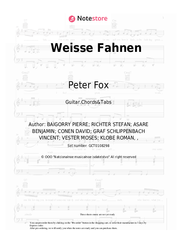 Weisse Fahnen - Peter Fox Chords and Tabs - Guitar.Chords&Tabs