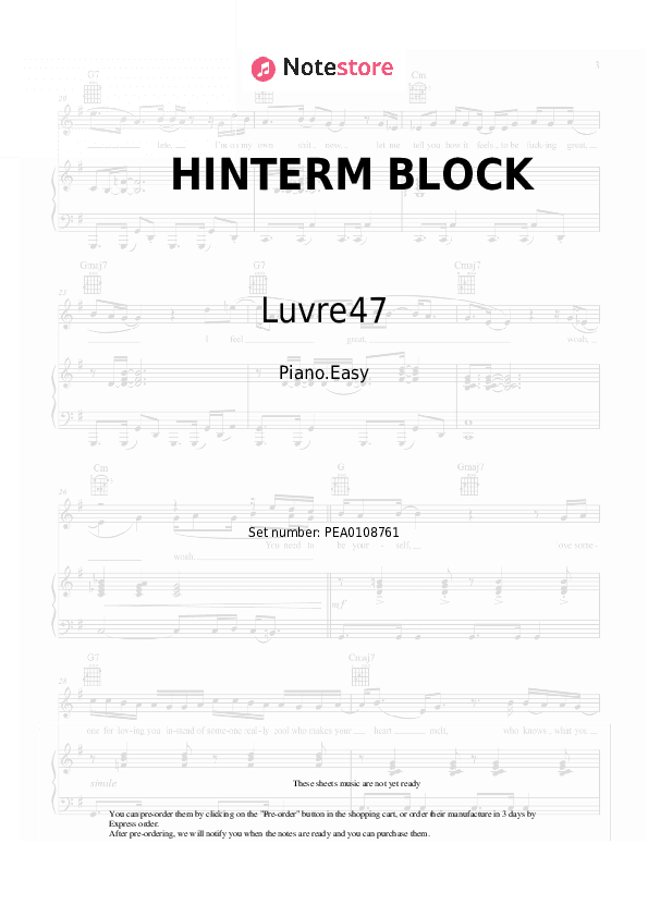 HINTERM BLOCK - Luvre47 Piano Sheet Music Easy - Piano.Easy
