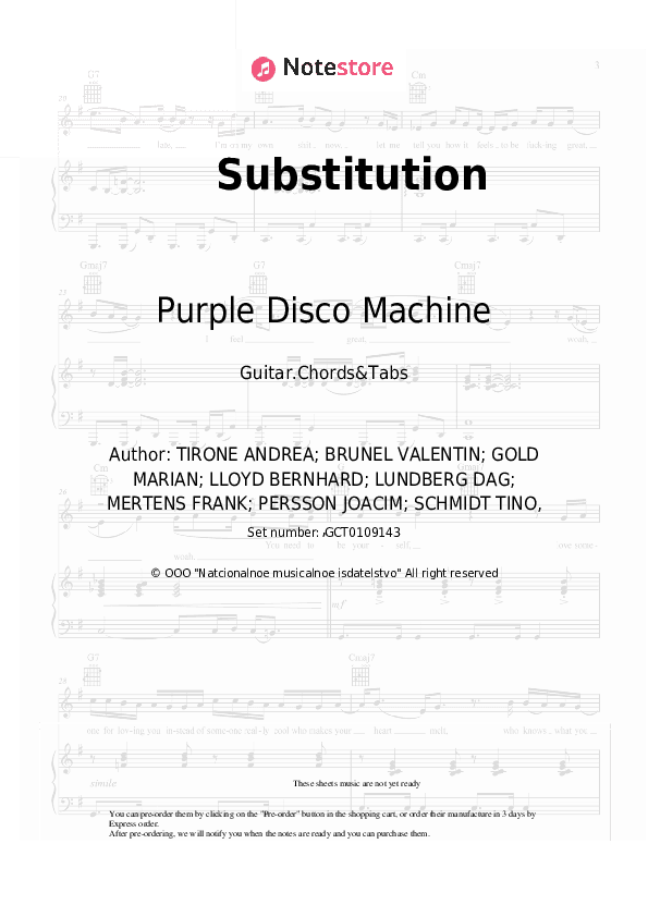 Substitution - Purple Disco Machine, Kungs Chords and Tabs - Guitar.Chords&Tabs