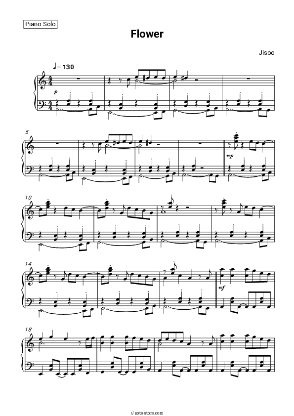 FLOWER - JISOO Piano Sheet Music - Piano.Solo