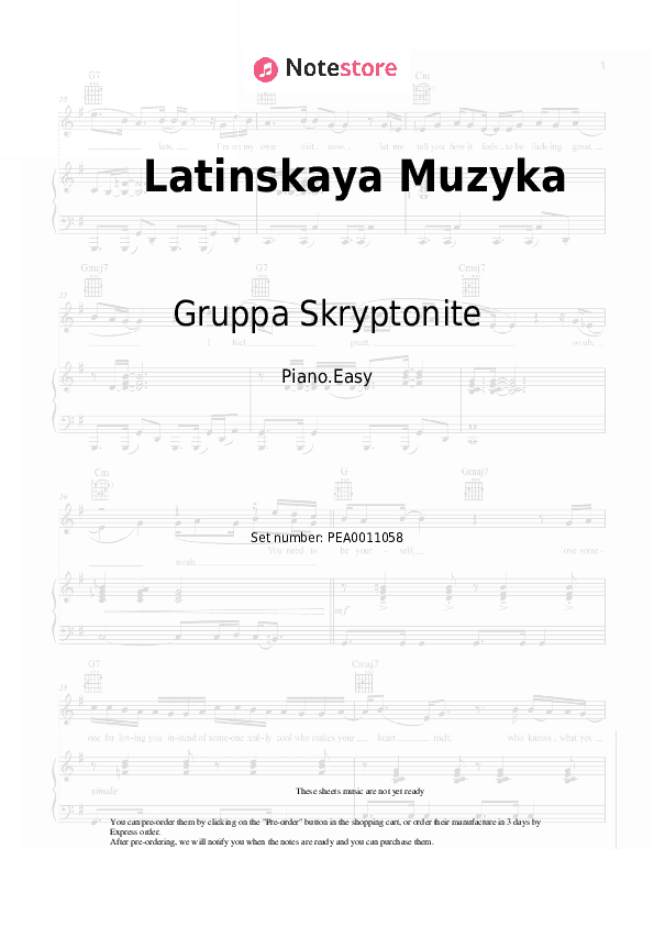 Latinskaya Muzyka - Gruppa Skryptonite Piano Sheet Music Easy - Piano.Easy