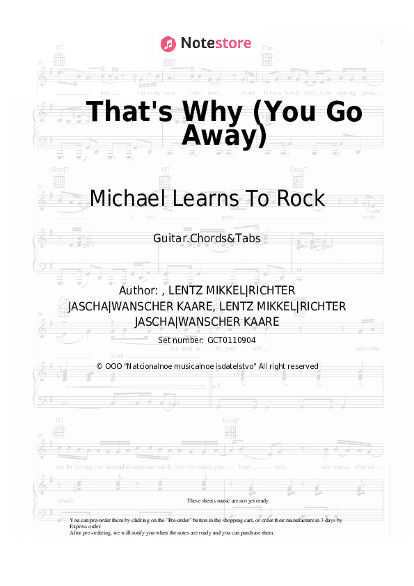 That's Why (You Go Away) - Michael Learns To Rock Chords and Tabs - Guitar.Chords&Tabs