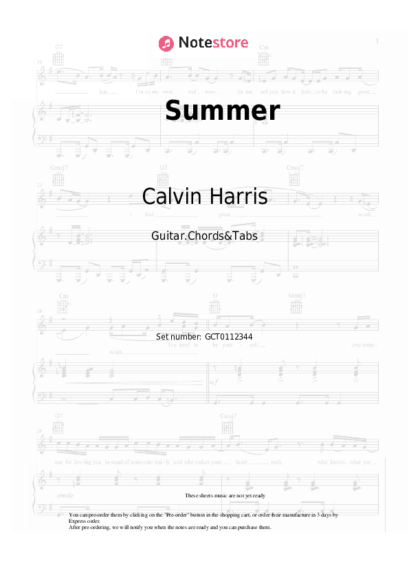 Summer - Calvin Harris Chords and Tabs - Guitar.Chords&Tabs