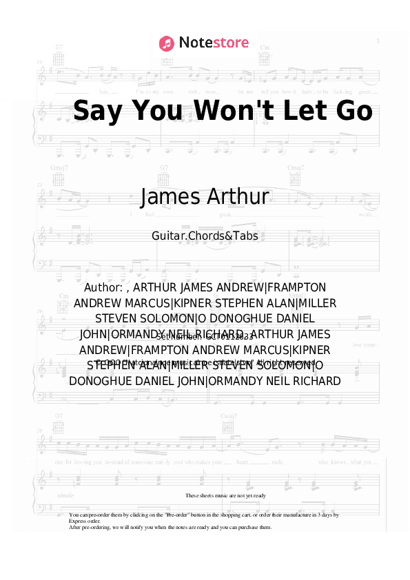 Say You Won't Let Go - James Arthur Chords and Tabs - Guitar.Chords&Tabs
