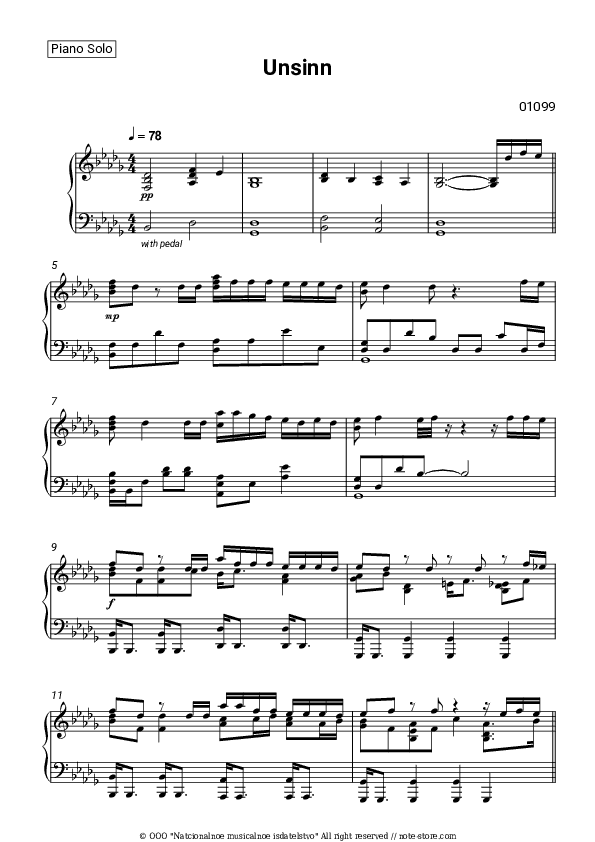 Unsinn - 01099 Piano Sheet Music - Piano.Solo