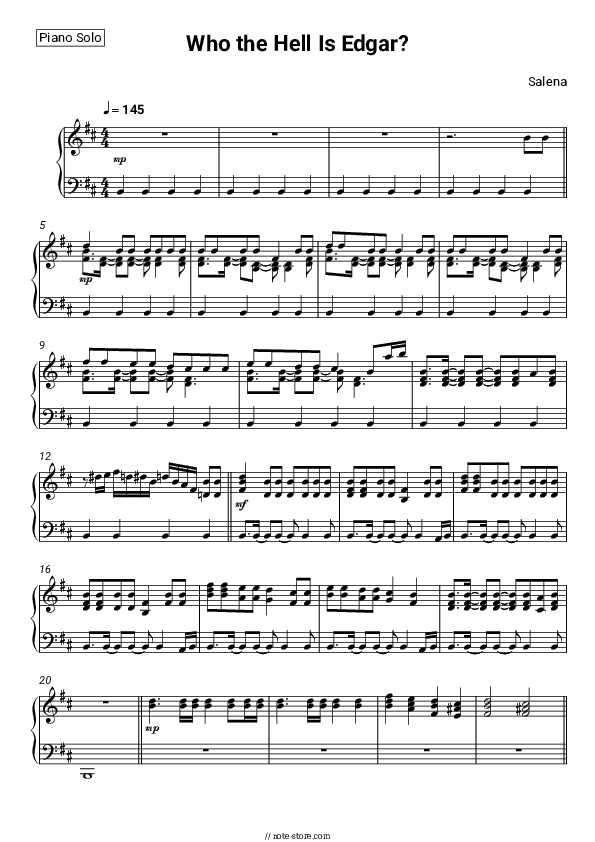 Who the Hell Is Edgar? - Teya, Salena Piano Sheet Music - Piano.Solo