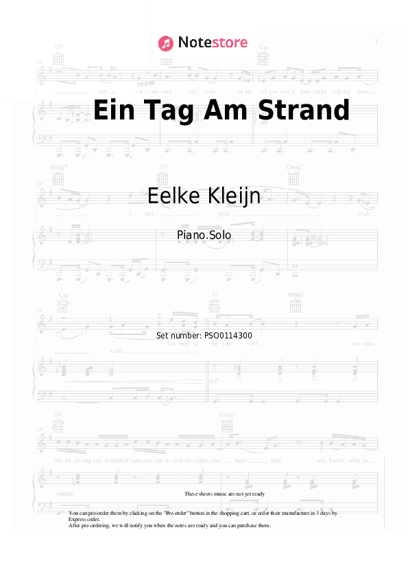 Ein Tag Am Strand - Eelke Kleijn Piano Sheet Music - Piano.Solo
