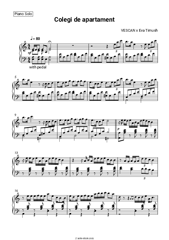 Colegi de apartament - Vescan, Eva Timush Piano Sheet Music - Piano.Solo