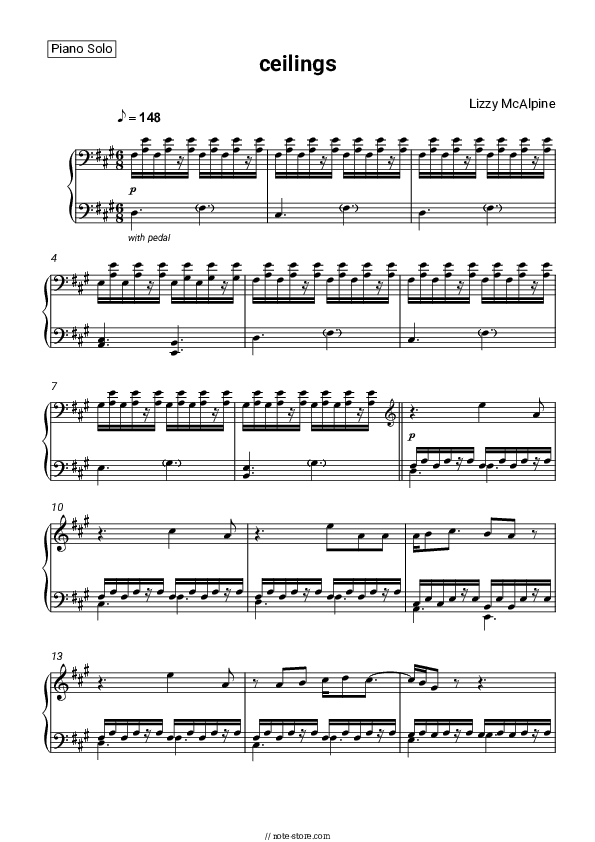 ceilings - Lizzy McAlpine Piano Sheet Music - Piano.Solo