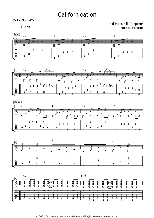 Californication - Red Hot Chili Peppers Chords and Tabs - Guitar.Chords&Tabs