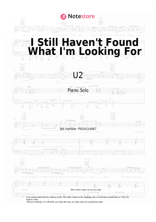 I Still Haven't Found What I'm Looking For - U2 Piano Sheet Music - Piano.Solo