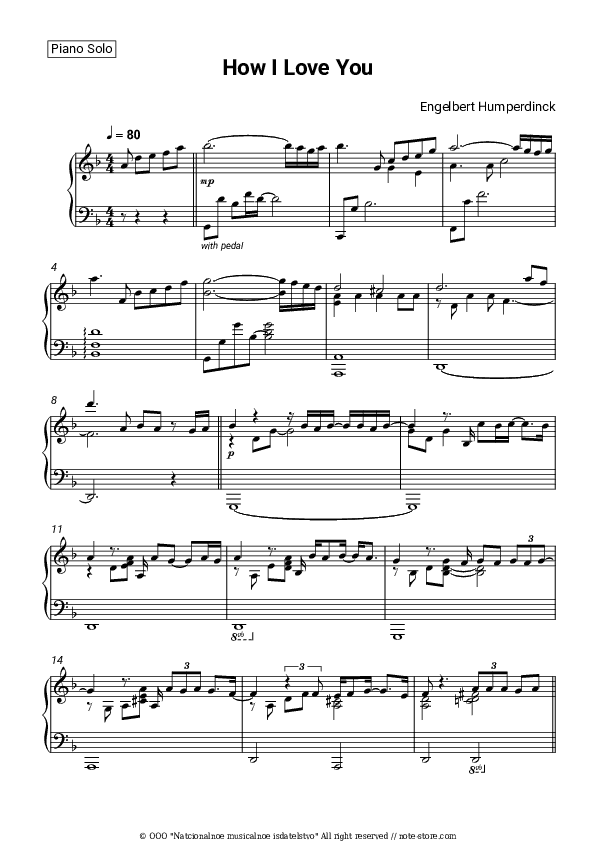 How I Love You - Engelbert Humperdinck Piano Sheet Music - Piano.Solo