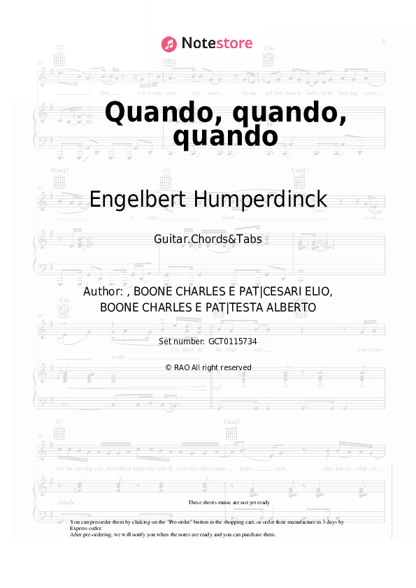 Quando, quando, quando - Engelbert Humperdinck Chords and Tabs - Guitar.Chords&Tabs